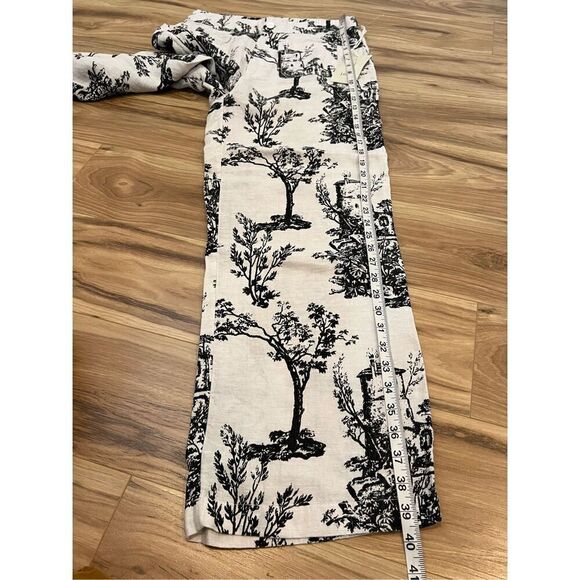 Joie NWT Pants Wide Leg Linen Tree Printed Ivory/Black Pockets sz 8 - Picture 8 of 9